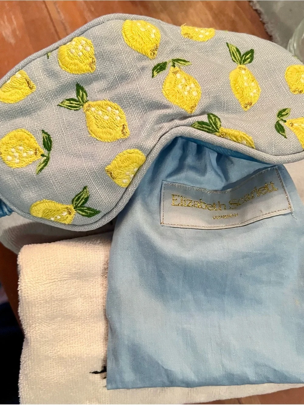 Anthro Lemon Eye Mask, Rae Dunn Towel Set, luxury soaps & set of 3 washcloths